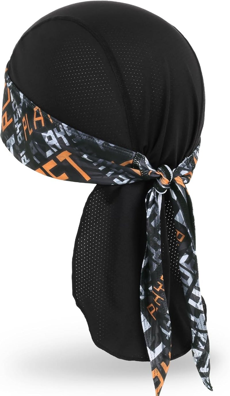 MELASA Cooling Do Rags Skull Cap Helmet Liner, Sweat Head Wraps Bandanas for Men Running Cycling Motorcycle - Image 1